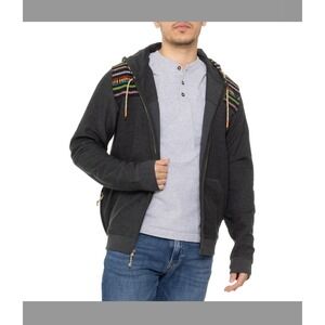 Howler Brothers Shaman Hoodie Charcoal Heather M‎ Southwest Trim Zip NWT